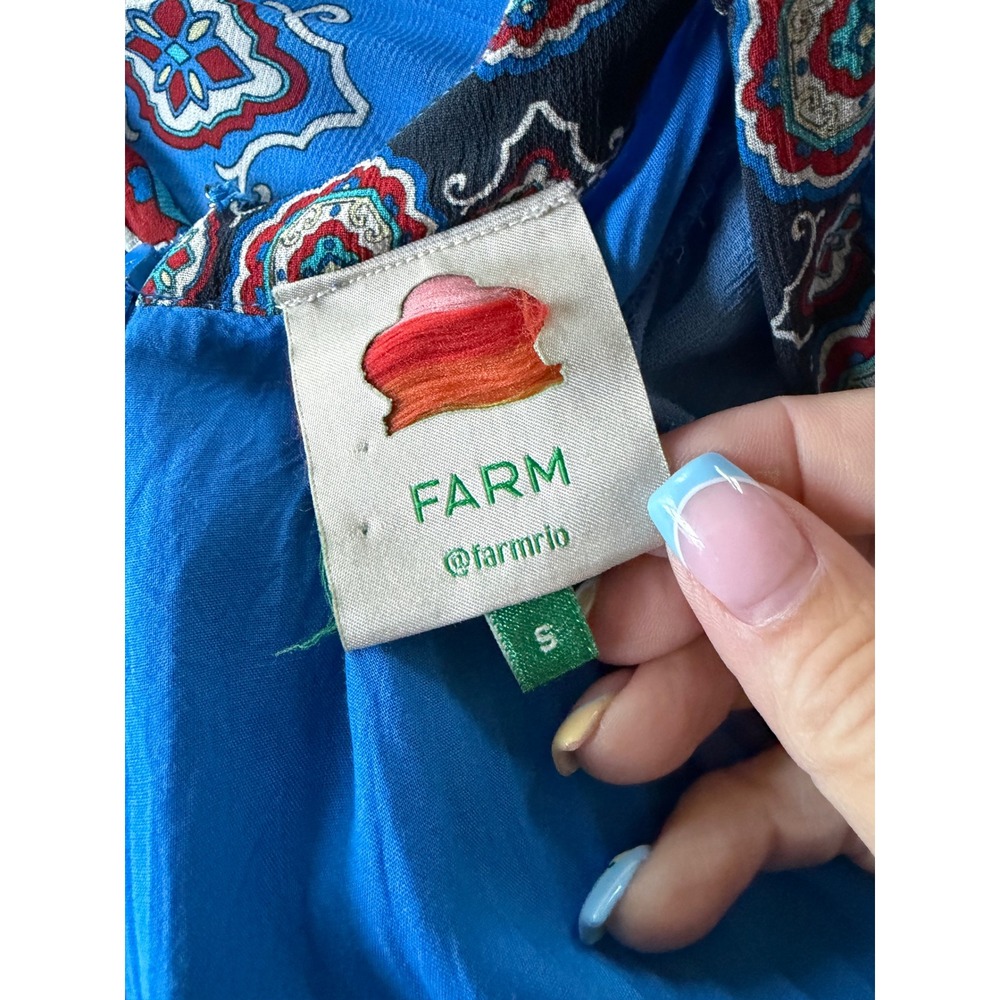 Farm Rio Anika Tiles Blue Maxi Dress - Picture 14 of 16
